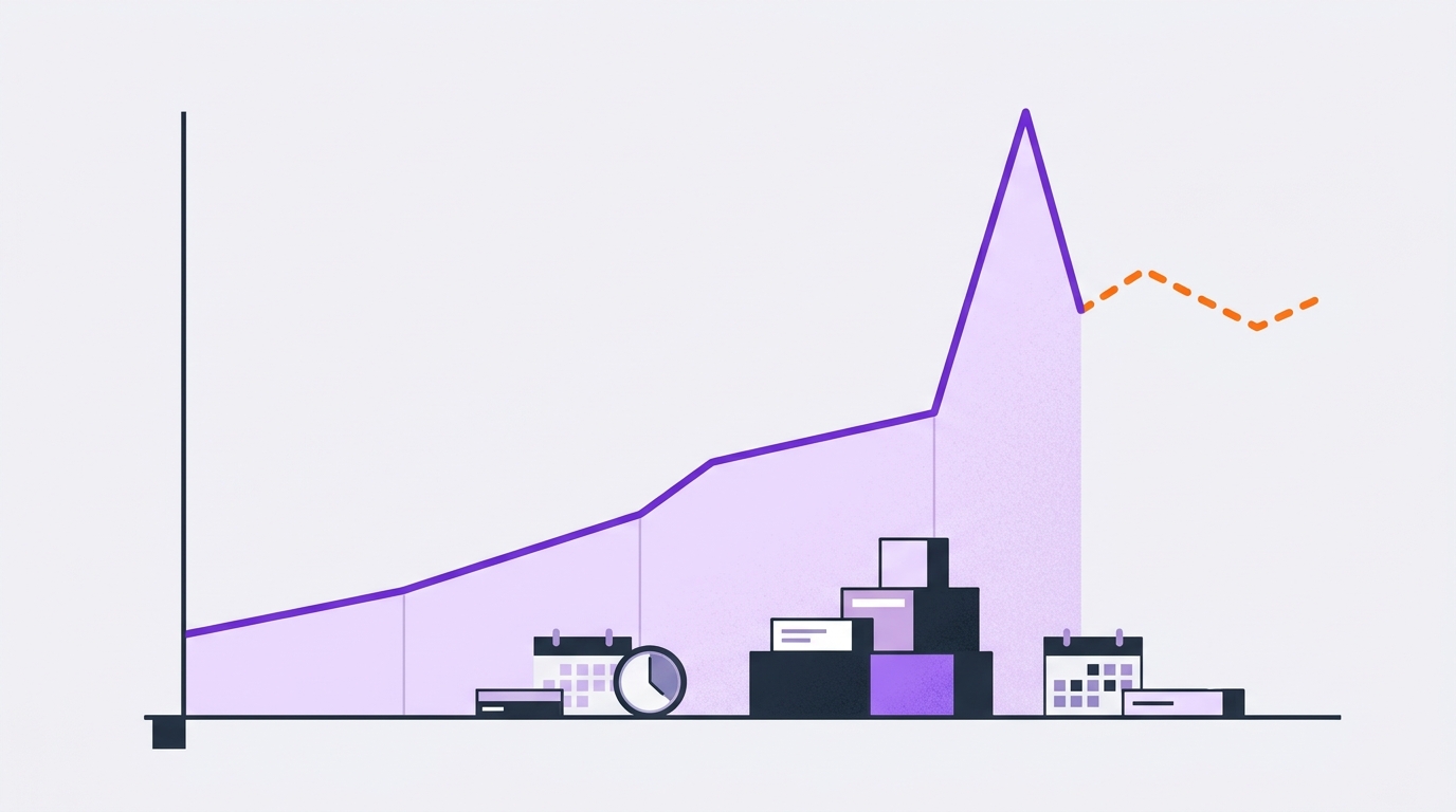 Kampanya öncesi talep zirvesini öngören yükselen grafik ve kapasite blokları
