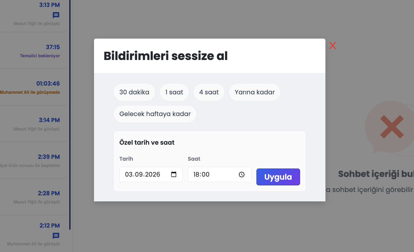 Bildirim Zilinden Açılan Süre Ayarlama Modalı