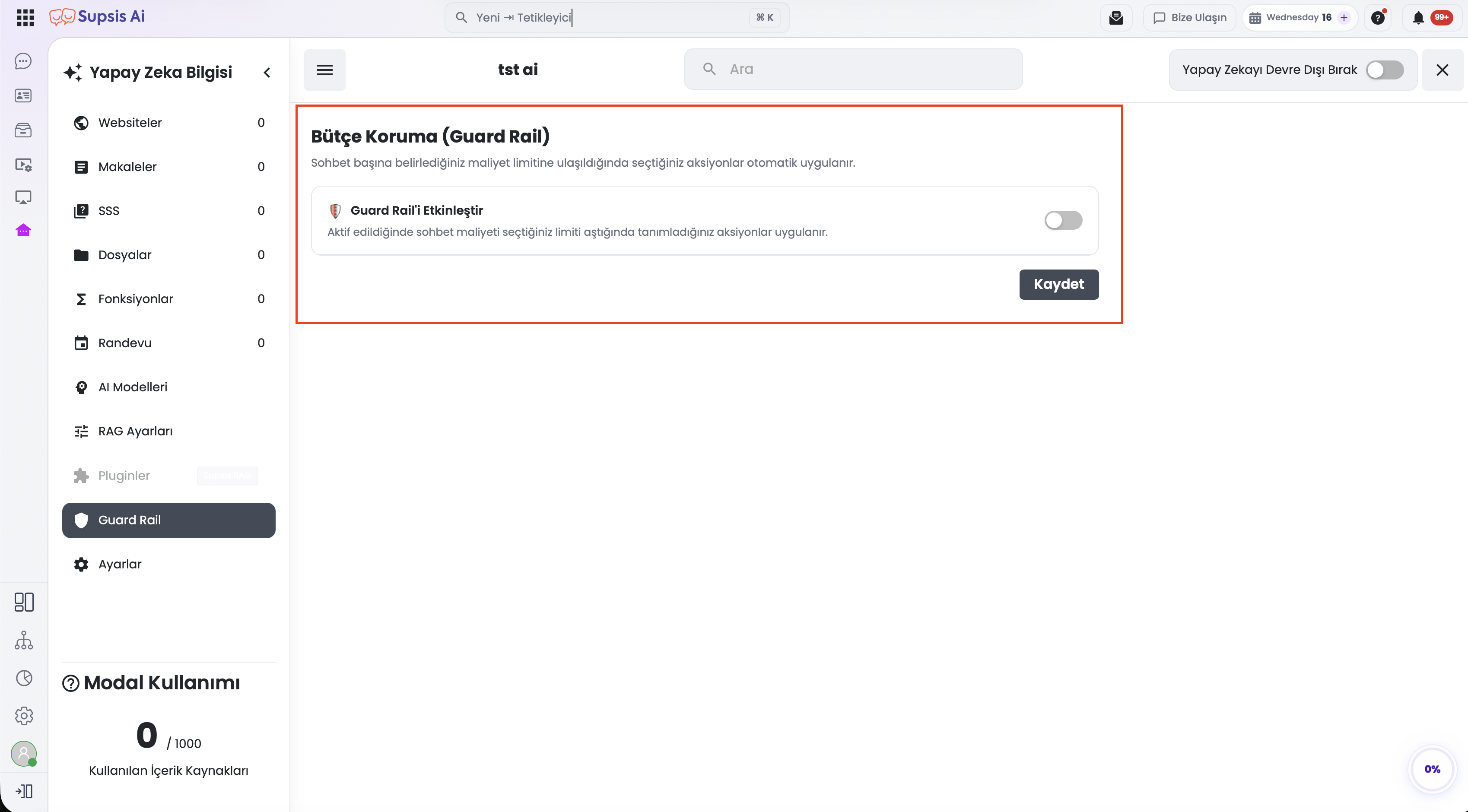 Chatbot AI Guard Rail Activation Screen