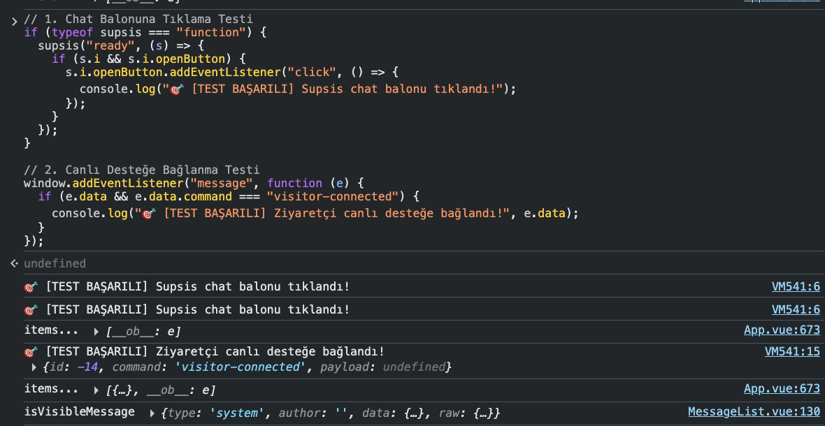 Supsis GTM Event Console Test Verification