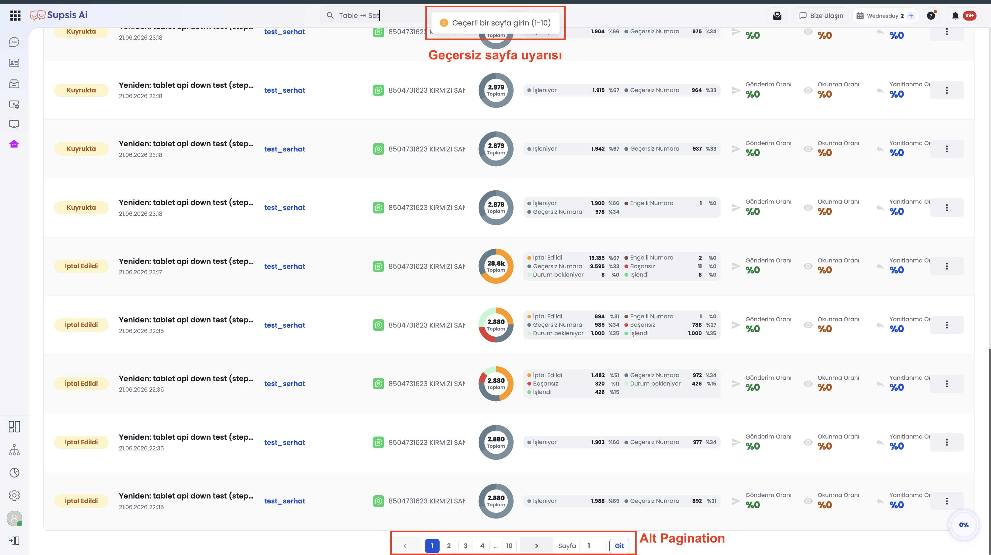 Bottom Pagination Area and Invalid Page Number Warning