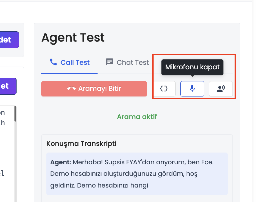 Arama Açıkken Mikrofon Kapatma Tuşu