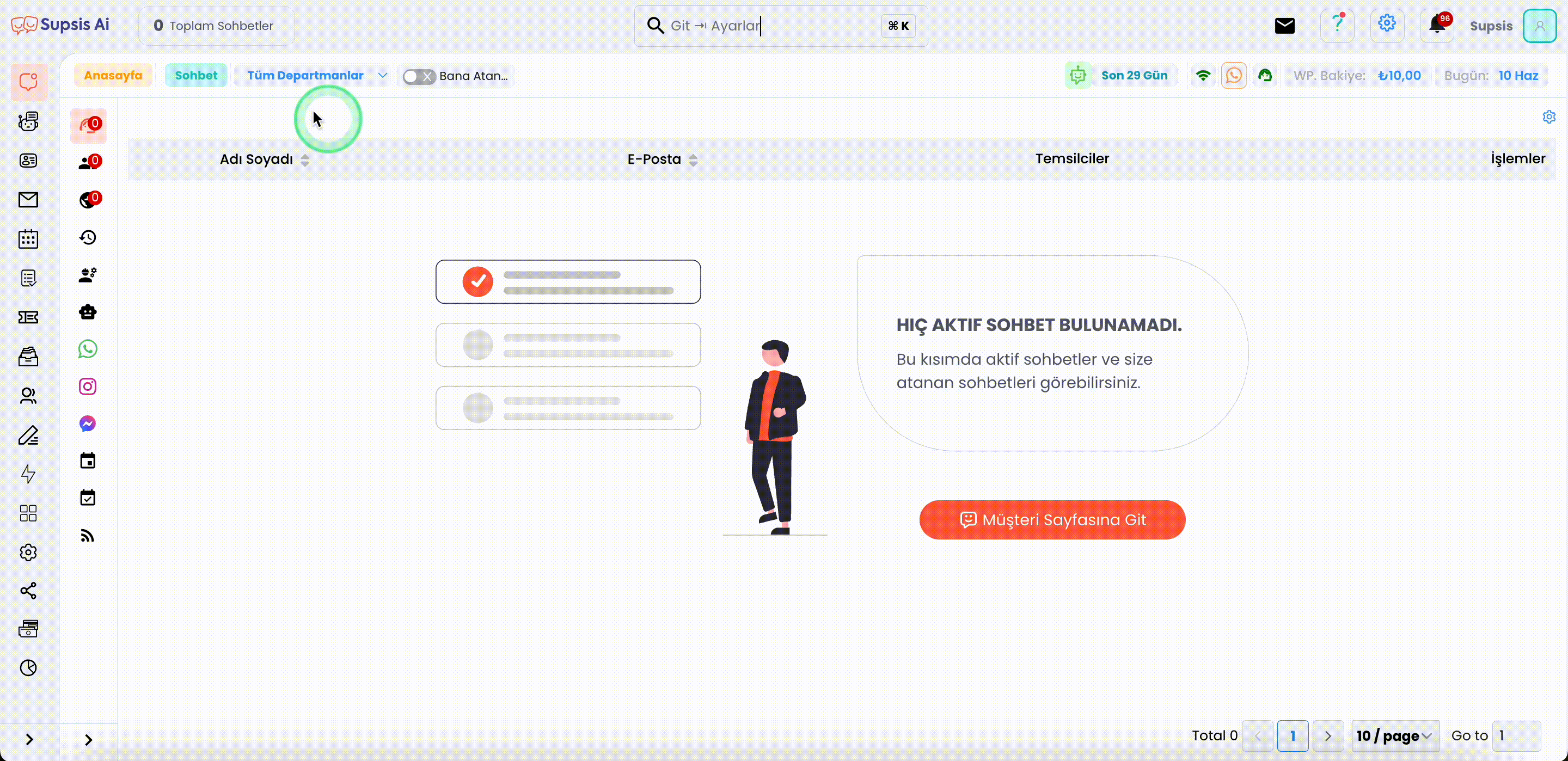 Chatbot Senaryolar Ekranı Genel Görünüm